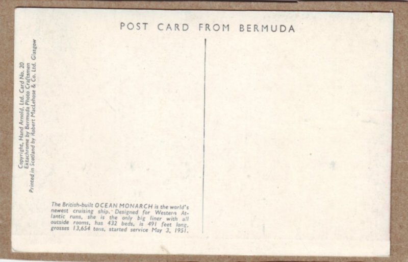 P1349 vintage unused postcard furness bermuda line ocean monarch tour ship