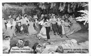 RPPC Square Dancers Covered Wagon Camp Knott's Berry Farm CA Postcard ca 1950s