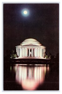 Jefferson Memorial At Night Cherry Trees Washington D. C. Postcard