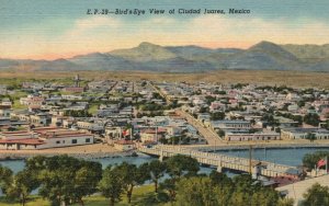 Vintage Postcard 1930's Birds Eye View of Ciudad Juarez Mexico MX