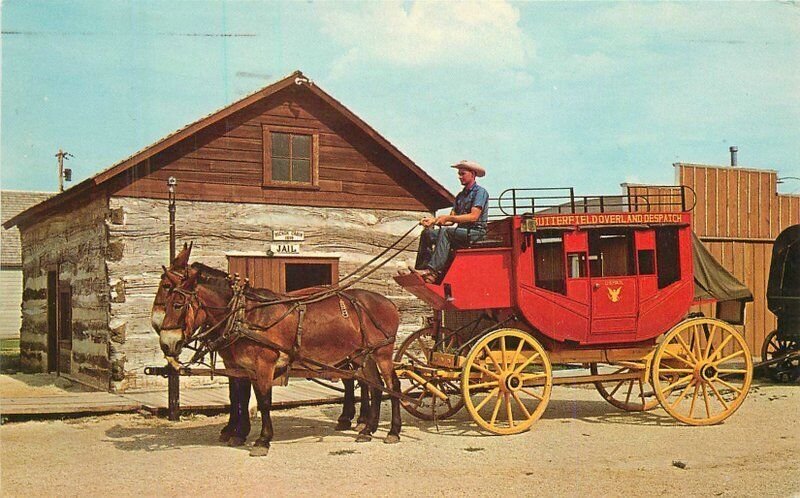 Kanas Abilene Old Town Stagecoach 1966 roadside Photography Postcard 22-7699