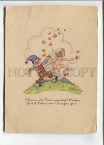 473517 Germany Liesel Lauterborn Elf and dwarf catching butterflies old postcard