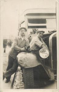 Early repairman classic car motor mechanic snapshot real photo postcard