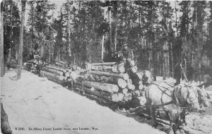 H8/ Laramie Wyoming Postcard c1910 Albany County Logging Sled Horses