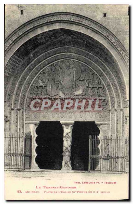 Old Postcard The Tarn et Garonne Moissac door of the church of St Pierre XII ...