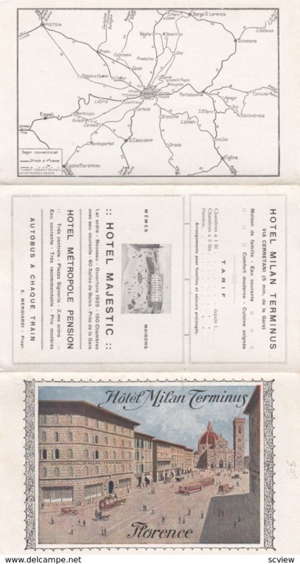 TC : FLORENCE, Toscana, Italy, 1890s ; Hotel Milan Terminus ; w/map