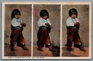 Postcard Isleta NM c1910s Fred Harvey A Pueblo Boy Indian In Native Costume