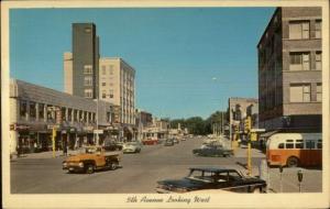 Clinton IA 5th Ave Truck Bus Cars c1950s Postcard