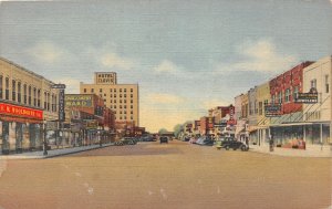 H17/ Clovis New Mexico Postcard Linen Main Street Stores Autos Hotel