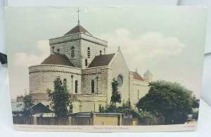 Vtg Postcard Beckwiths Circulating Library Roman Catholic Church Clacton on Sea