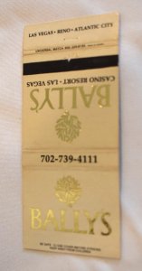 Bally's Casino Resort Las Vegas Nevada 30 Rear Strike Matchbook Cover