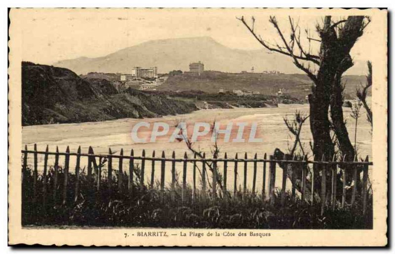 Biarritz - The Beach of the Cote Basque - Old Postcard