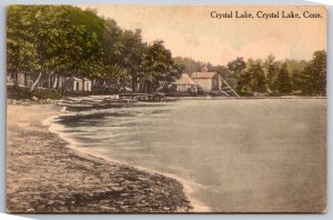 Crystal Lake Connecticut~Boats in the Cove~Cabins on Water~1912 Handcolored