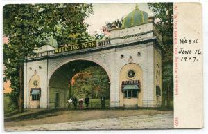 Entrance to Wheeling Park Wheeling West Virginia 1907c postcard