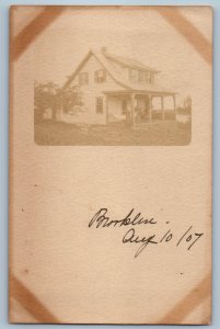 1907 House Scene Brooklyn Maine ME RPPC Photo Antique Posted Postcard