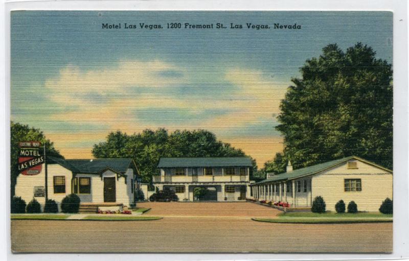Motel Las Vegas Fremont Street Las Vegas Nevada linen postcard