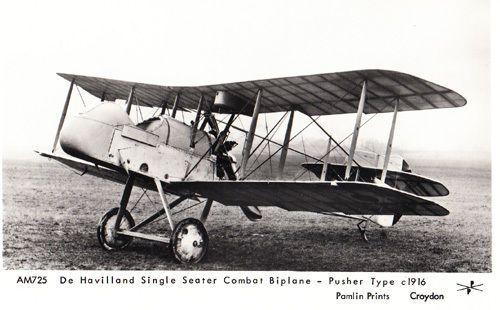 De Havilland Combat Biplane Croydon Pilot Plane Flight Surrey RPC Photo Postcard