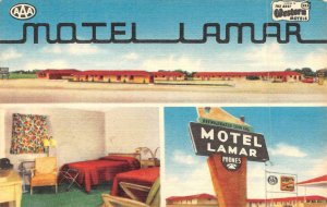 LAMAR, Colorado~CO   MOTEL LAMAR & Room View  ROADSIDE  c1950's Linen Postcard
