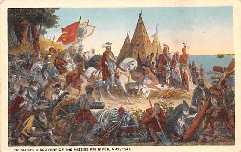 Colonial Post Card Old Vintage Antique Postcard De Soto's Discovery of t...