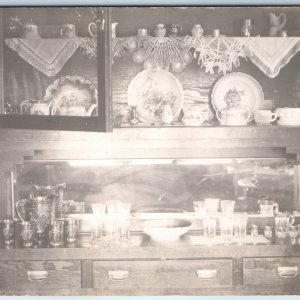 c1910s House Interior Design RPPC Curio Cabinet Antique Glass China Photo A256