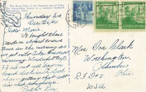 Vintage Linen Postcard Royal Palms Cuba Tropical Scene 1940