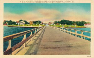 USA Florida Panama City Municipal Pier Toward City Park Vintage Postcard 07.56