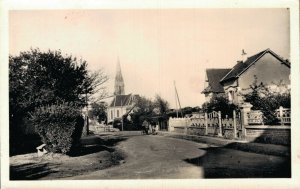 France Saint Aubin sur Mer Calvados L'Église vue de la Place la Gare RPPC 06.15