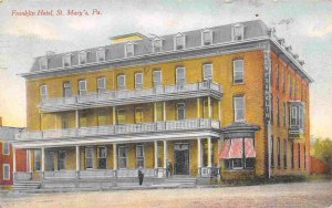 New Franklin Hotel St Mary's Pennsylvania 1910 postcard