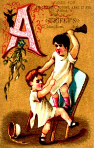 Trifets Boston Fighting Wrestling Alphabet Victorian Trade Card