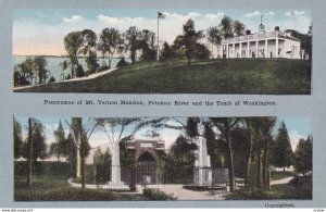 WASHINGTON, D.C., 1900-10s; PAnoramas of Mt. Vernon Mansion, Potomac River & ...