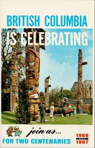 British Columbia Centenaries 1966-67 Totems Vancouver Island Postcard G19