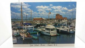 Vintage Postcard Goat Island Marina Rhode Island R I New York USA