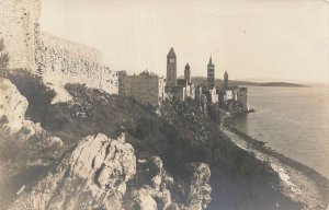 1912 RPPC Rab Croatia Old Town Bell Towers Sea View Photogr. Kunstverlag