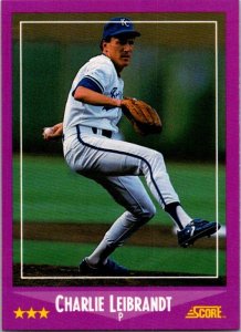 1988 Score Baseball Card Charlie Leibrandt Kansas City Royals sk20613