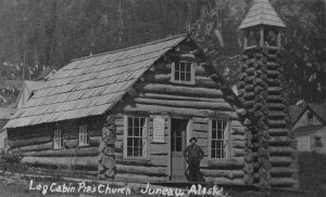 LOG CABIN PRESBYTERIAN CHURCH JUNEAU ALASKA POSTCARD (c. 1910)