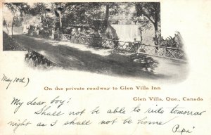 Vintage Postcard On The Private Roadway To Glen Villa Inn Quebec Canada