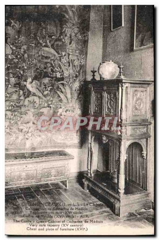 Old Postcard Chenonceaux I and L Catherine Green Cabin Chateau Midicis Tapiss...