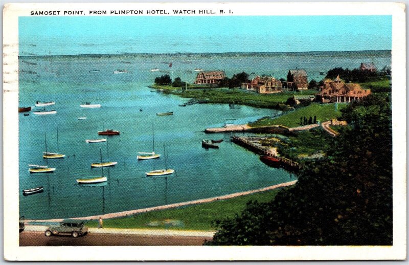 Postcard Watch Hill Rhode Island c1930 Samoset Point From Plimpton Hotel