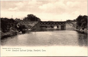 Postcard CT Stamford Railroad Bridge over Rippowam River Rotograph ~1905 S93