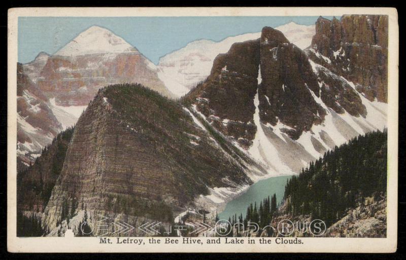 Mt. Lefroy, the Bee Hive and Lake in the Clouds