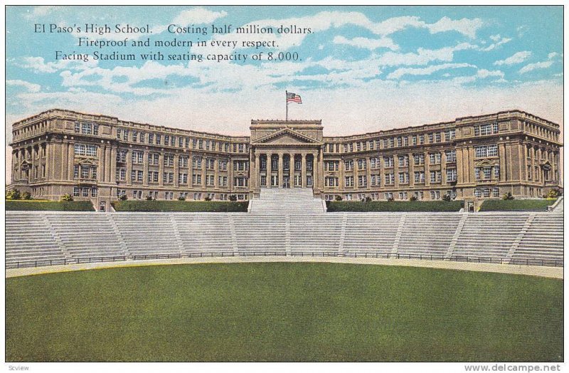 El Paso's High School, Facing Stadium, El Paso, Texas, 1900-1910s