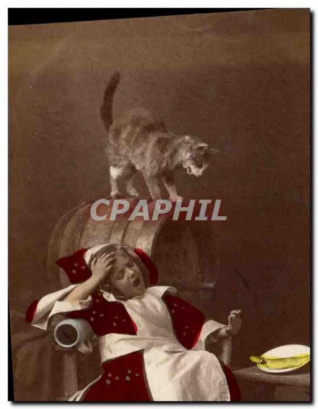 Old Postcard Cats Cat Kitten Children