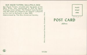 Old House Tavern Gallipolis OH Ohio Historical Society Unused Postcard H11