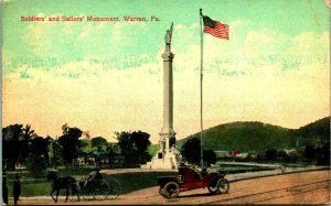 Civil War Soldiers and Sailors Monument Warren Pennsylvania PA 1909 DB Postcard