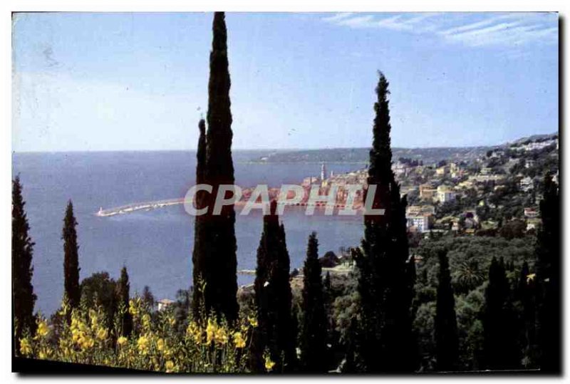 Old Postcard Menton General view of the city Deep Cap Martin