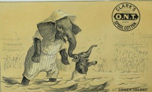 1880's Clark's Spool Cotton Anthropomorphic Elephants Jumbo At Coney Island P94