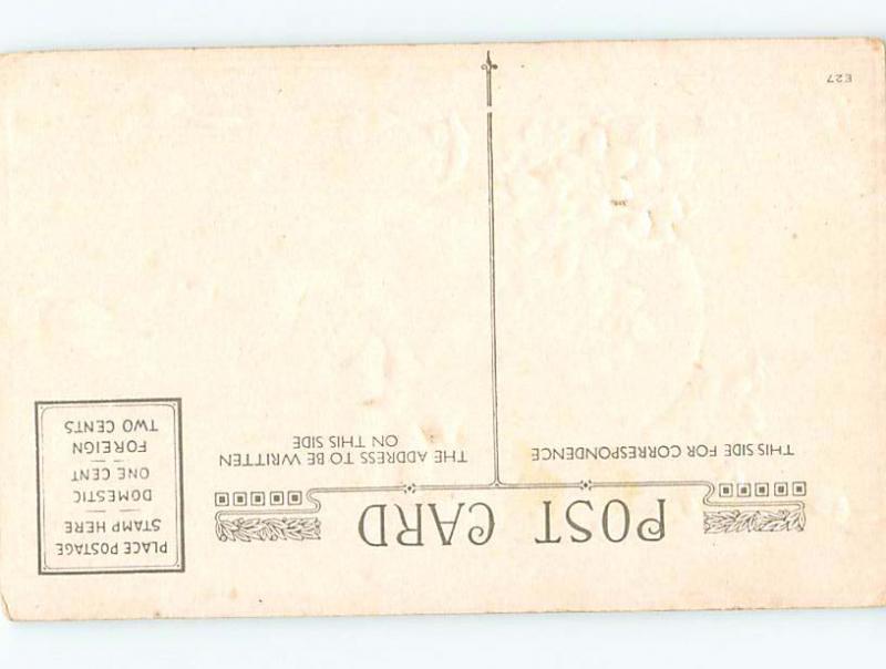 Unused Divided-Back Easter CHICK ON YELLOW EGG WITH BLUE RIBBON o6710