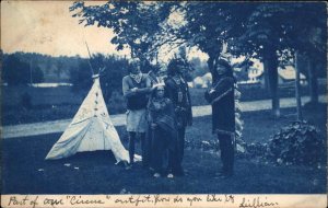 Holyoke MA Cancel Our Circus Native Indian Costumes Cyanotype 1906 RPPC