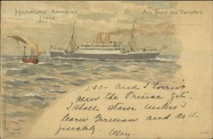 Hamburg-Amerika Hamburg Amerik aLIne Steamship #250 Used 1907 Postcard