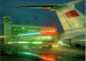 Khabarovsk, Russia  CITY AIRPORT  Terminal Night View  4X6 Aviation Postcard